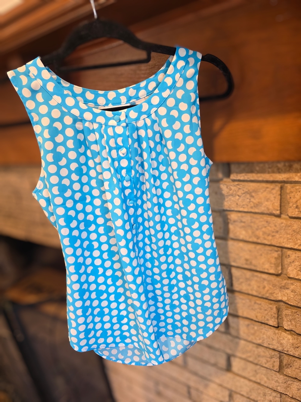 New York & Company Blue and White Polka Dot Sleeveless Camisole - Picture 2 of 6